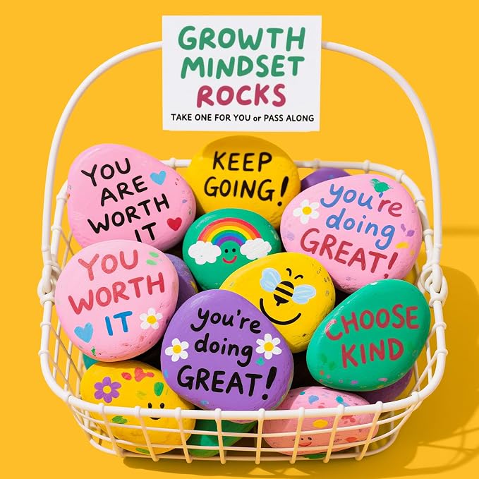 Simetufy Large Rocks for Painting 40 PCS 3.3-4.5Inch River Rocks for Painting, Rock Painting for Kids, Smooth and Flat Painting Rocks for DIY & Arts