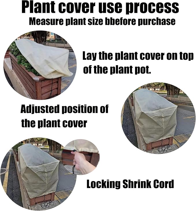 EJW Planter Cover, Plant Covers Freeze Protection,2 Pack 59"*17.7"x15.7" Planter Covers for Winter, Frost Cloths for Outdoor Plants, Raised Bed Covers for Winter.