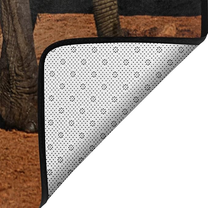 9CH African Elephant Sunset Area Rug, Non-Slip African Rugs for Living Room Bedroom Dinning Kitchen Office Large Carpet Rug 7'X5'