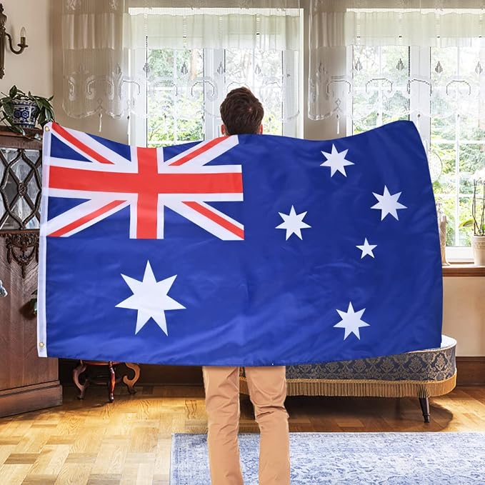 AhfuLife 2 Pcs Australia Flag 3x5 Ft,Large Australian Flags for Outside - Double Side with Brass Eyelets for Olympic Party Decorations, Bar Garden Street Decoration Indoor Outdoor