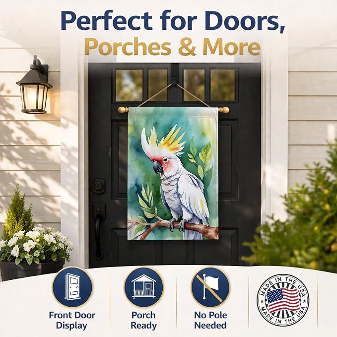 Caroline's Treasures Cockatoo House Flag Large Porch Sleeve Pole Decorative Outside Yard Banner Artwork Wall Hanging, Polyester, House Size, Multicolor