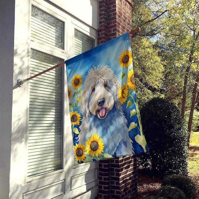 Caroline's Treasures DAC6107CHF Komondor in Sunflowers House Flag Large Porch Sleeve Pole Decorative Outside Yard Banner Artwork Wall Hanging, Polyester, House Size, Multicolor