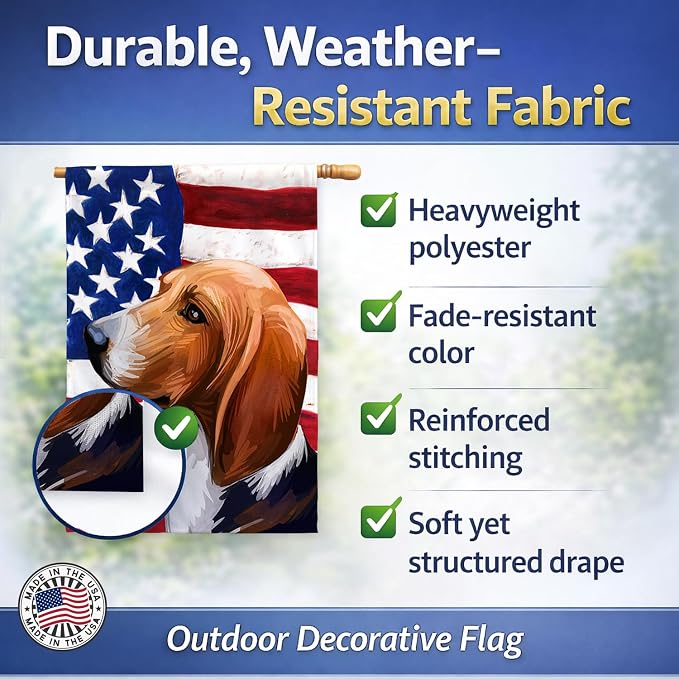 Caroline's Treasures CK6746CHF Treeing Walker Coonhound American Flag House Flag Large Porch Sleeve Pole Decorative Outside Yard Banner Artwork Wall Hanging, Polyester, House Size, Multicolor