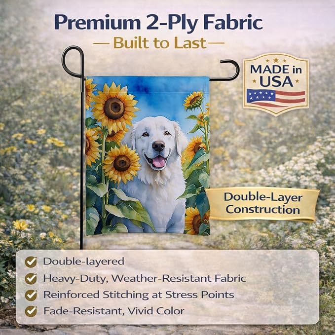 Caroline's Treasures DAC6108GF Kuvasz in Sunflowers Garden Flag Mailbox Flag Decorative Yard Flag Banner Outside Patio Artwork Yard Flower Beds, Garden Size, Multicolor