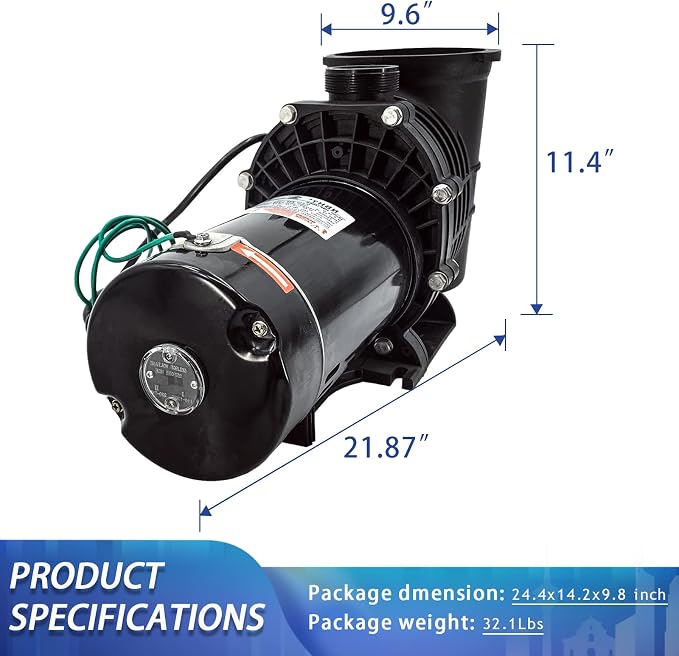 1.5 HP Above Ground Swimming Pool Pump w/ 110v Plug | Dual Voltage 110V/220V Self-Priming Motor UL Certified Safety 6800 GPH High Flow With Strainer Basket