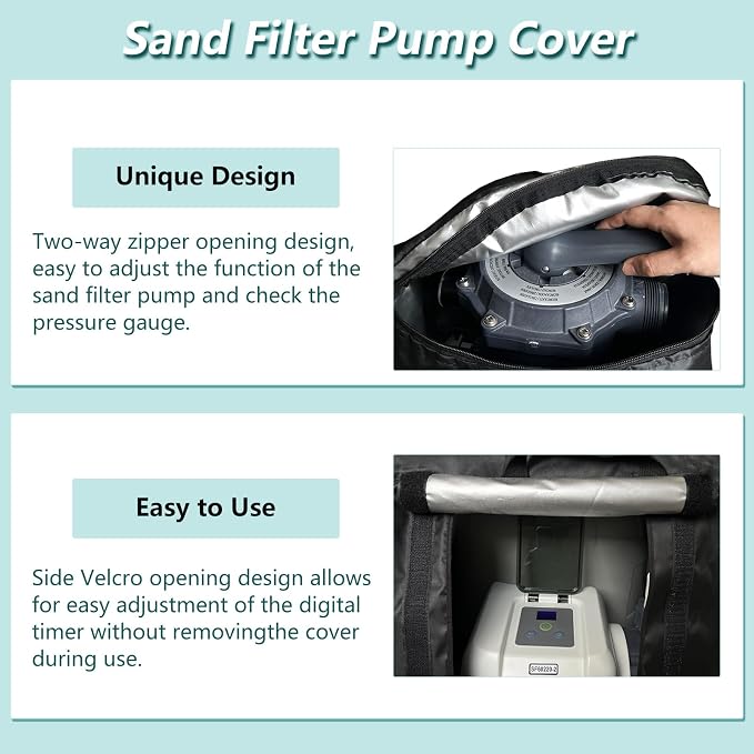 okcool Pool Sand Filter Pump Cover for 17-20 Inch | 600D Oxford Waterproof UV Resistant Sand Filter Pump Winter Cover Compatible with Most Pool Sand Filters