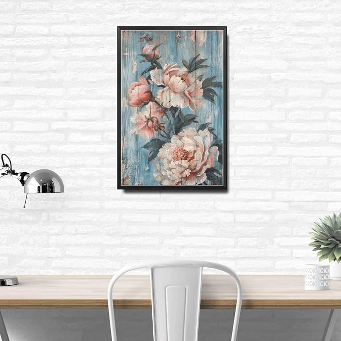 Metal Sign Tin Sign Vintage Wall Art Antique Adoration Peony Tin Sign for Shabby Chic Interiors Rustic Elegance and Corrosion Resistan Tin Sign Gift for Home Decor 8×12 Inches with Metal Frame