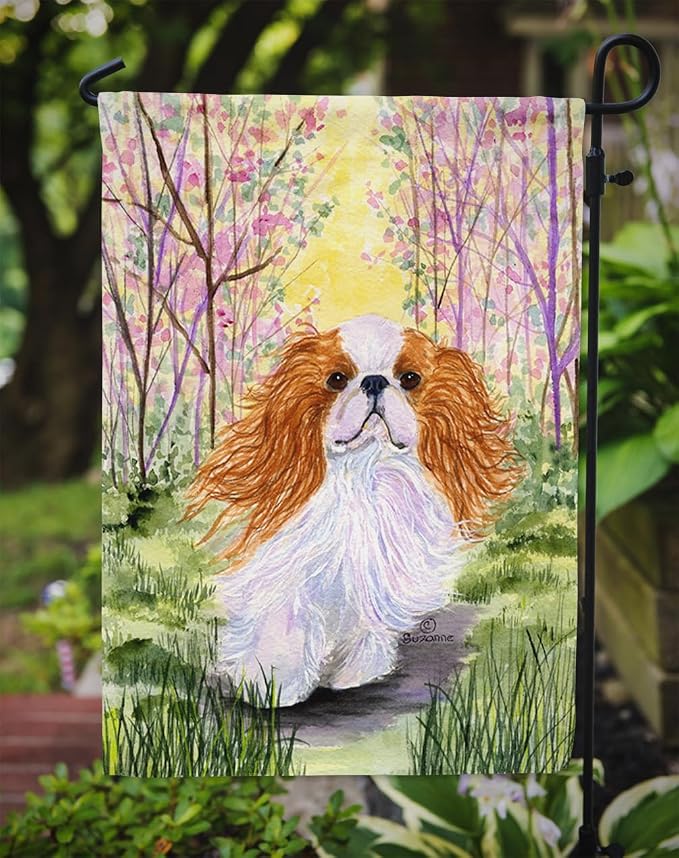 Caroline's Treasures SS8613GF English Toy Spaniel Garden Flag Mailbox Flag Decorative Yard Flag Banner Outside Patio Artwork Yard Flower Beds, Garden Size, Multicolor