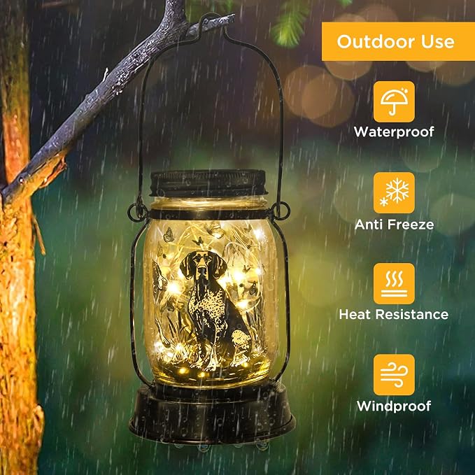 kyoryuger German Shorthaired Pointer Gifts for Women/Men, Pet Solar Lanterns German Shorthaired Pointer Lover Lantern Pet Loss Dog Memorial Lights Solar Garden Decor Yard,Patio,Torches Light Home