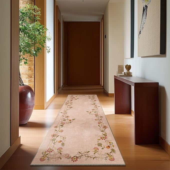 Washable Kitchen Rug Runners for Hallways: 2'6"x8' Entryway Rug Stain Resistant Non Slip Low Pile Soft Living Room Floor Carpet Runners for Bedroom Kitchen Laundry Room Farmhouse Indoor