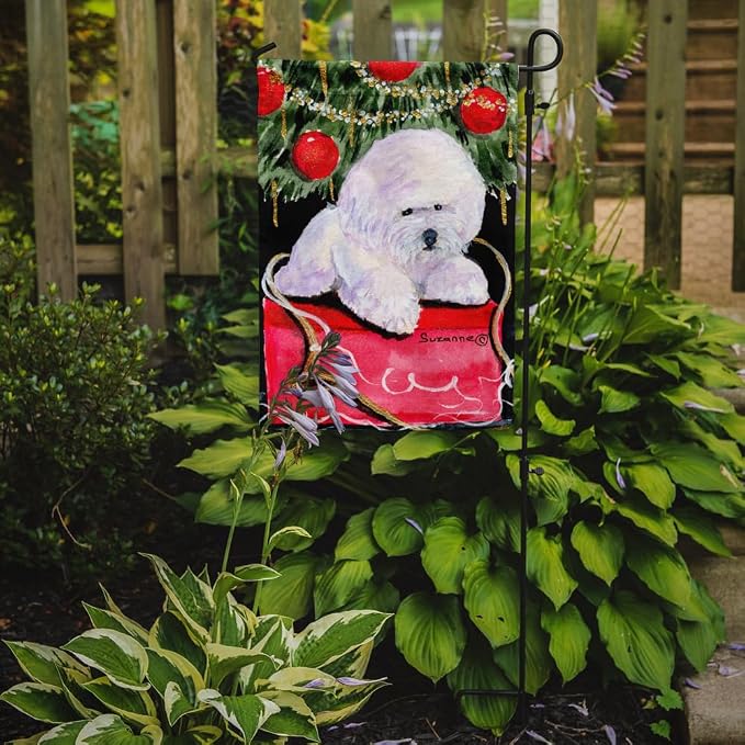 Caroline's Treasures SS8957GF Christmas Tree with Bichon Frise Garden Flag Mailbox Flag Decorative Yard Flag Banner Outside Patio Artwork Yard Flower Beds, Garden Size, Multicolor