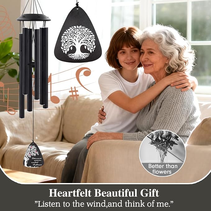 Sympathy Wind Chimes for Loss of Loved One,32" Cardinal Memorial Wind Chimes for Outside, in Memory of Father Mother Husband Grandma, Bereavement Sympathy Funeral Gift for Patio Garden