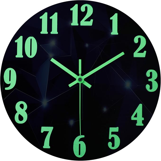 jomparis Outdoor Clocks Waterproof 12 Inch Galaxy Night Light Glass Wall Clock for Pool Patio Bathroom