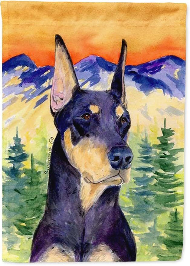 Caroline's Treasures SS8658GF Doberman Garden Flag Mailbox Flag Decorative Yard Flag Banner Outside Patio Artwork Yard Flower Beds, Garden Size, Multicolor