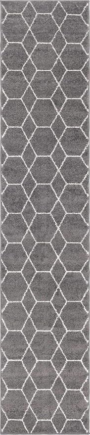 Unique Loom Trellis Frieze Collection Area Rug - Geometric (2' x 10' Runner, Dark Gray/ Ivory)
