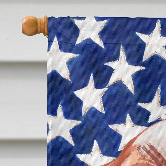 Caroline's Treasures CK6569CHF Irish Red and White Setter American Flag House Flag Large Porch Sleeve Pole Decorative Outside Yard Banner Artwork Wall Hanging, Polyester, House Size, Multicolor