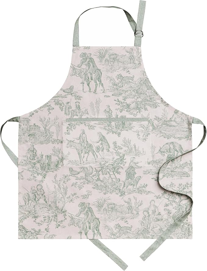 Maison d' Hermine Aprons for women with Pocket 100% Cotton (27.50"x31.50") | Adjustable Neck Strap & long ties Apron Men Chef Wedding Cooking Gardening Server Maid
