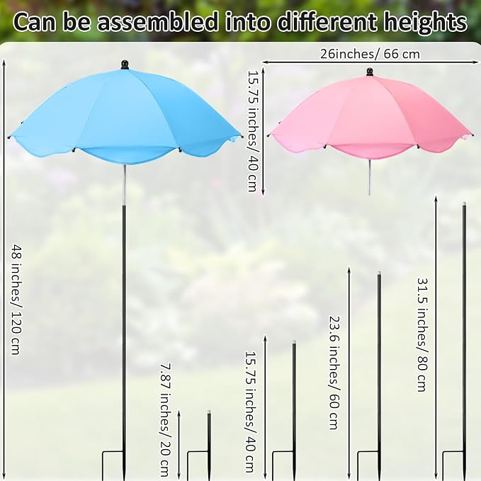 4 Pcs 26 Inch Plant Umbrellas for Outdoor Plants Garden Umbrella Shade for Potted Plant, Garden Bed Flower Pot Provide Shade to ‌defend Blazing Sun (Multicolor)