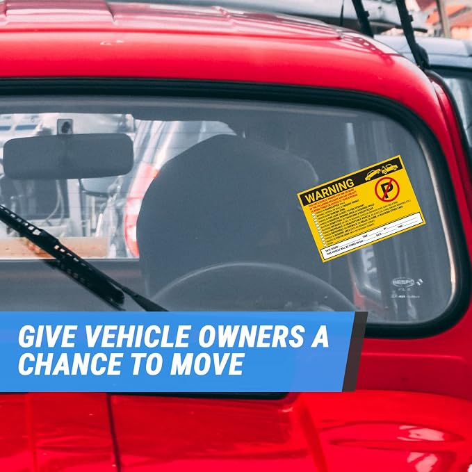 Parking Violation Warning Labels (9 x 6 inch, Yellow - 300 Labels) Will Be Towed Stickers - You are Parked Illegally Stickers, Parking Notice Tow Away Sign, HOA Notice (Hard to Remove)