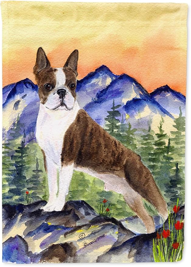 Caroline's Treasures SS8162GF Boston Terrier Garden Flag Mailbox Flag Decorative Yard Flag Banner Outside Patio Artwork Yard Flower Beds, Garden Size, Multicolor