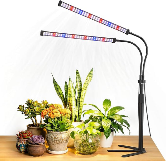 Grow Lights for Indoor Plants, Full Spectrum LED Plant Light with 9.8-35 in Tripod Stand, 120 LEDs 5700K, 4/8/12H Auto Timer, 5 Brightness Levels