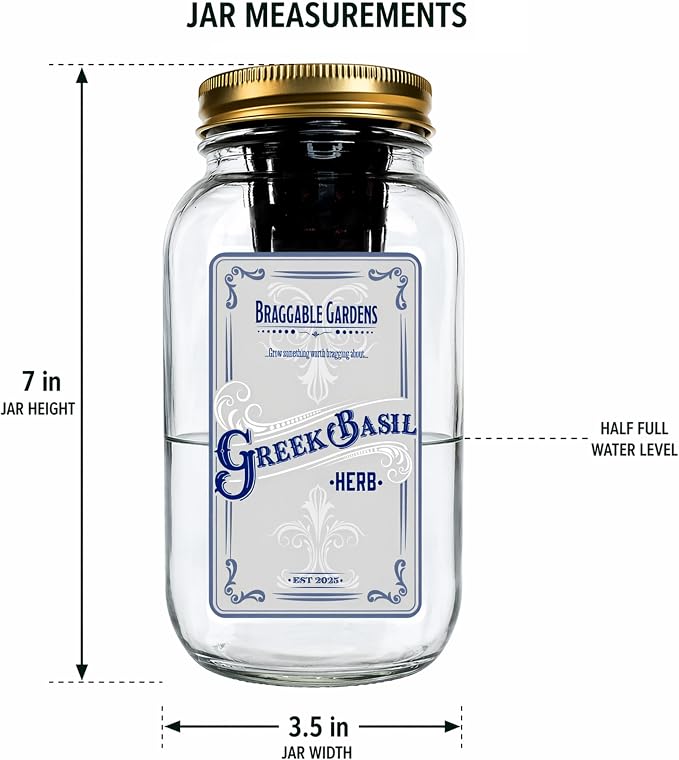 Italian Pizza Garden Mason Jar Kit (3 Pack) – Tiny Tim Tomato, Greek Basil & Mini Red Bell Pepper – Indoor Hydroponic Herb & Vegetable Grow Kit – Windowsill Pizza Garden