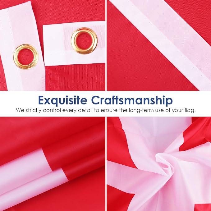 AhfuLife 2 Pcs Denmark Flag 3x5 Ft, Large Denmark National Flags for Outside - Double Side with Brass Eyelets for World Cup Olympic Party Decorations, Bar Garden Street Decoration Indoor Outdoor
