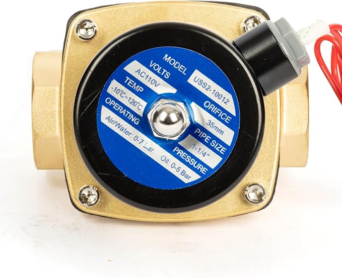 Solenoid Valve 1-1/4 in U.S. Solid Smart WiFi Brass 110V AC Normally Closed with App Remote Control for Water Irrigation and Automation