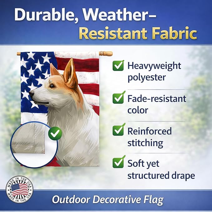 Caroline's Treasures CK6628CHF Norrbottenspets Dog American Flag House Flag Large Porch Sleeve Pole Decorative Outside Yard Banner Artwork Wall Hanging, Polyester, House Size, Multicolor