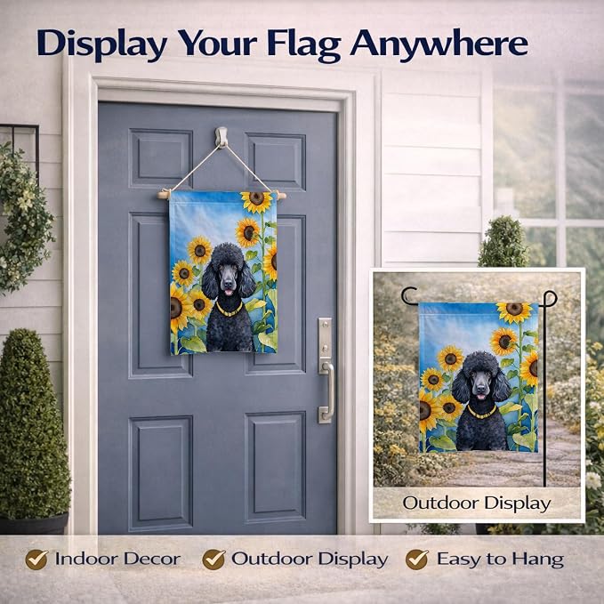 Caroline's Treasures DAC6138GF Black Poodle in Sunflowers Garden Flag Mailbox Flag Decorative Yard Flag Banner Outside Patio Artwork Yard Flower Beds, Garden Size, Multicolor