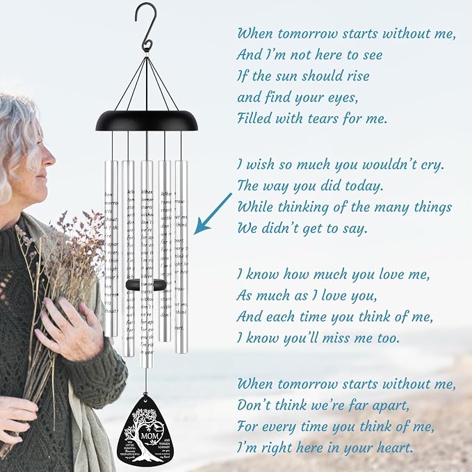 Fabuday Memorial Gifts Wind Chimes - Sympathy Gift for Loss of Mom, Windchimes in Memory of a Loved One for Bereavement Condolence Grief Funeral Condolences Remembrance Grieving, Cardinal Family Tree