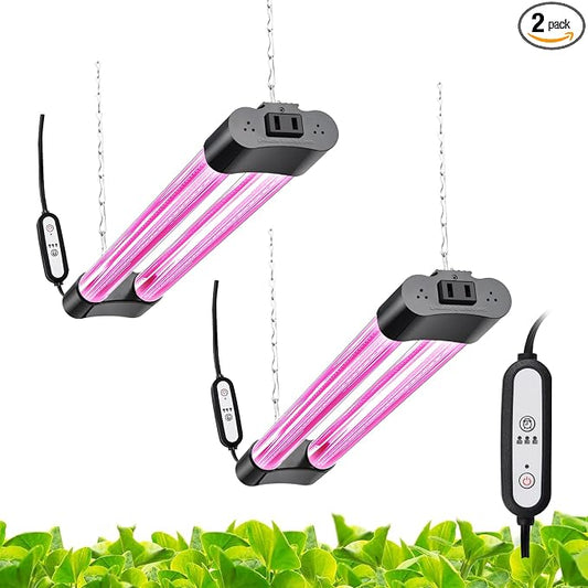 Hlite 16inch LED Grow Lights - Linkable Grow Lights for Indoor Plants | Full Spectrum Plant Lights Plug and Hanging Design with On/Off Switch Hanging Grow Light from Seedling to Flowering, 2 Pack