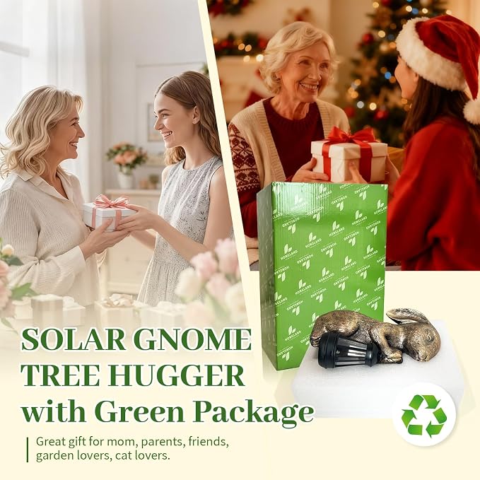 Solar Garden Statue Rabbit Outdoor Decor, Bunny Figurines with Solar Lantern, Yard Decorations for Patio Balcony Yard Lawn Ornaments - Unique Birthday Easter Housewarming Gifts for Women, Mom, Grandma