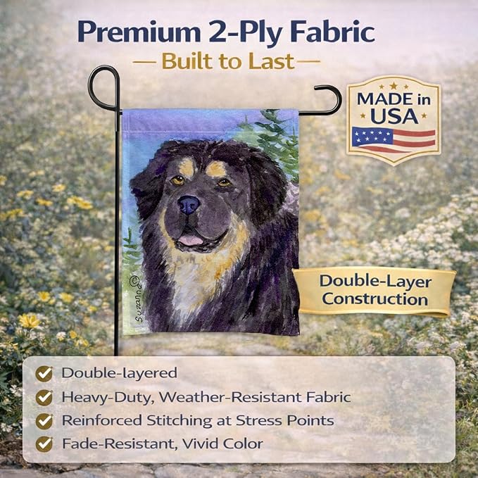 Caroline's Treasures SS8930GF Tibetan Mastiff Garden Flag Mailbox Flag Decorative Yard Flag Banner Outside Patio Artwork Yard Flower Beds, Garden Size, Multicolor