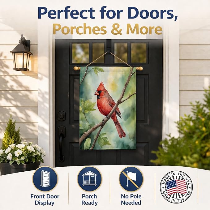Caroline's Treasures West Virginia Northern CardInal House Flag Large Porch Sleeve Pole Decorative Outside Yard Banner Artwork Wall Hanging, Polyester, House Size, Multicolor