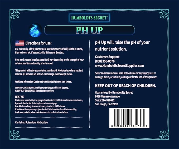 Humboldts Secret pH Up and pH Down Control Kit | Liquid Nutrient Solution Balancer for Plants | for Soil, Hydroponic, Coco, and DWC Systems | Supports Nutrient Absorption and Growth | 32 Ounce