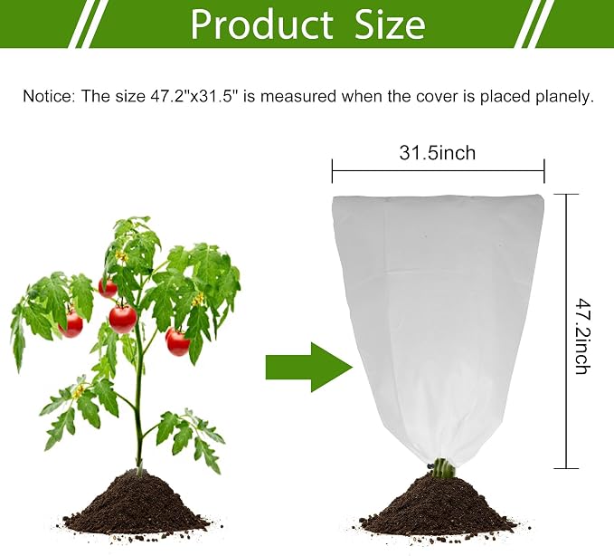 4 Pack Plant Covers Freeze Protection for Winter, 47.2"×31.5" Frost Cloths for Outdoor Plants Cold Weather Blankets with Drawstrings