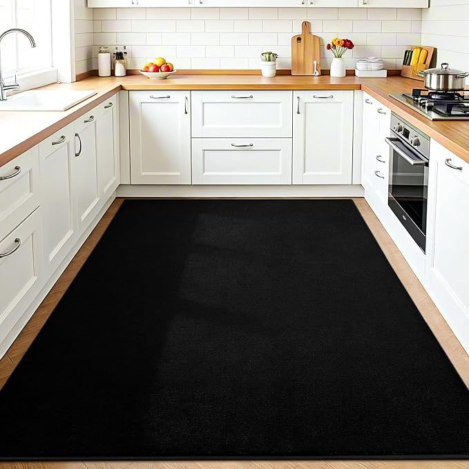 Vasofe Black Area Rugs for Living Room Bedroom, 4x6 Modern Memory Foam Rug | Thickened Throw Carpet, Super Soft Kids Boys Girls Rug, Non Slip Washable Carpets for Dorm Nursery Classroom Office Decor