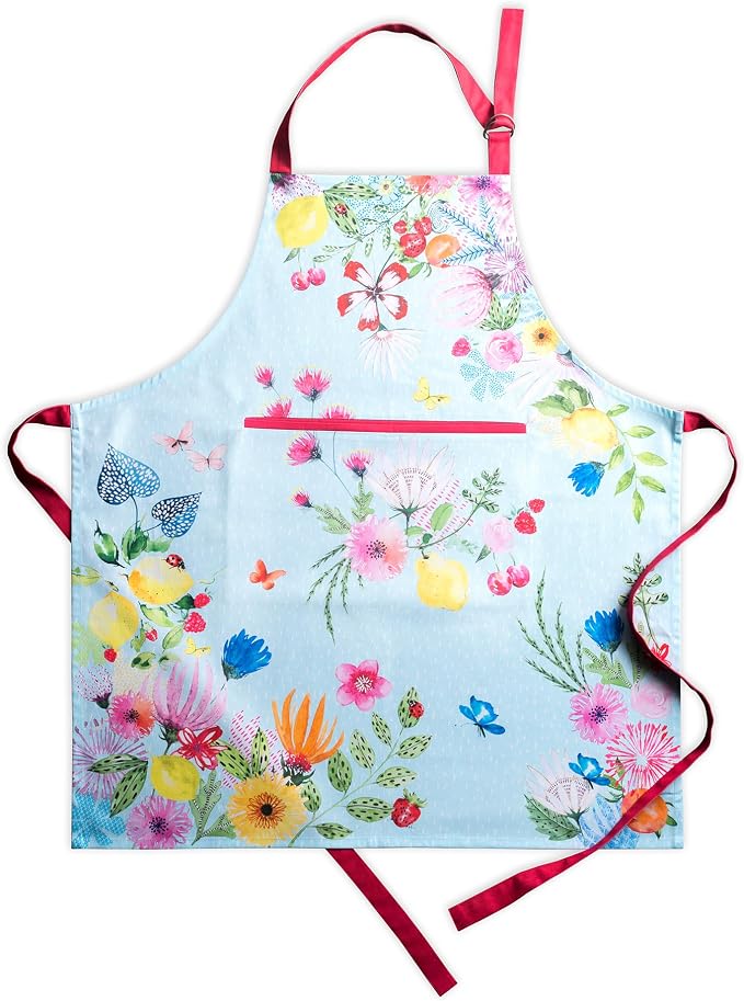 Maison d' Hermine Aprons for women with Pocket 100% Cotton (27.50"x31.50") | Adjustable Neck Strap & long ties Apron Men Chef Wedding Cooking Gardening Server Maid