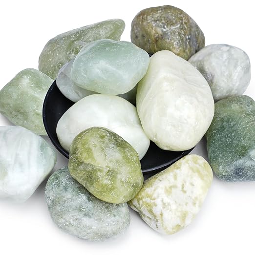 Pulovin 40 lbs Jade Pebbles for Indoor Plants, 2-3 Inch Polished River Rocks, Decorative Garden Rocks Outdoor Landscaping, Large Natural Stone for Walkways, Yard, Vases, Crafts