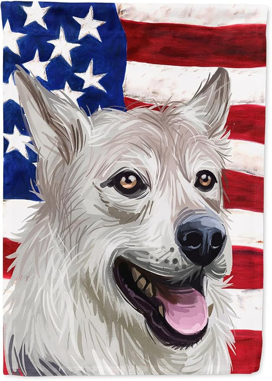 Caroline's Treasures CK6756CHF West Siberian Laika American Flag House Flag Large Porch Sleeve Pole Decorative Outside Yard Banner Artwork Wall Hanging, Polyester, House Size, Multicolor