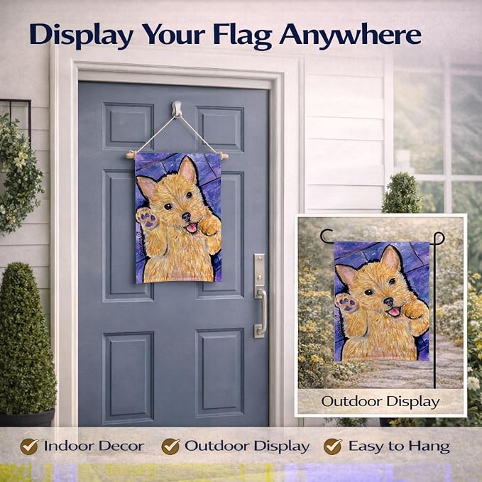 Caroline's Treasures SS8911GF Norwich Terrier Garden Flag Mailbox Flag Decorative Yard Flag Banner Outside Patio Artwork Yard Flower Beds, Garden Size, Multicolor