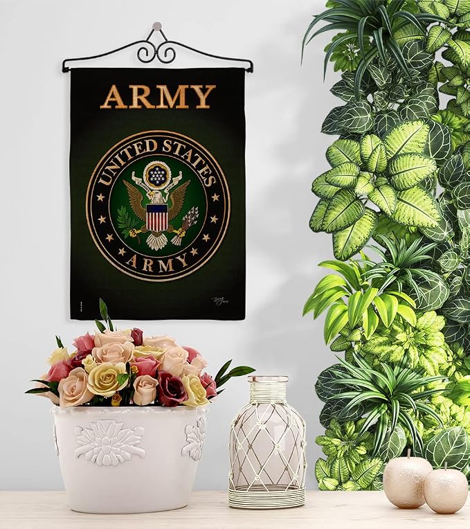Army Burlap Garden Flag - Set Wall Hanger Armed Forces Rangers United State American Military Veteran Retire Official - House Decoration Banner Small Yard Gift Double-Sided Made in USA 13 X 18.5