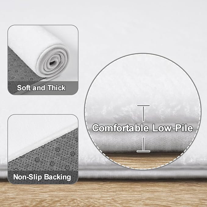 Amearea 5x5 Square Area Rugs for Bedroom Living Room, White Memory Foam Rug | Thickened Fluffy Indoor Washable Rugs, Modern Non Slip Minimalist Carpet for Kids Boys Girls Dorm Nursery Room Decor