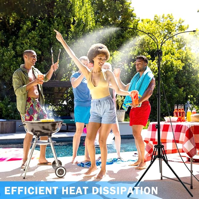 Standing Misters for Outside Patio, Adjustable Height 3.38-5.25 FT Stand Misting System for Cooling Outdoor, 25.59 FT Water Mister for Mist Playing, Backyard, Sprinkler
