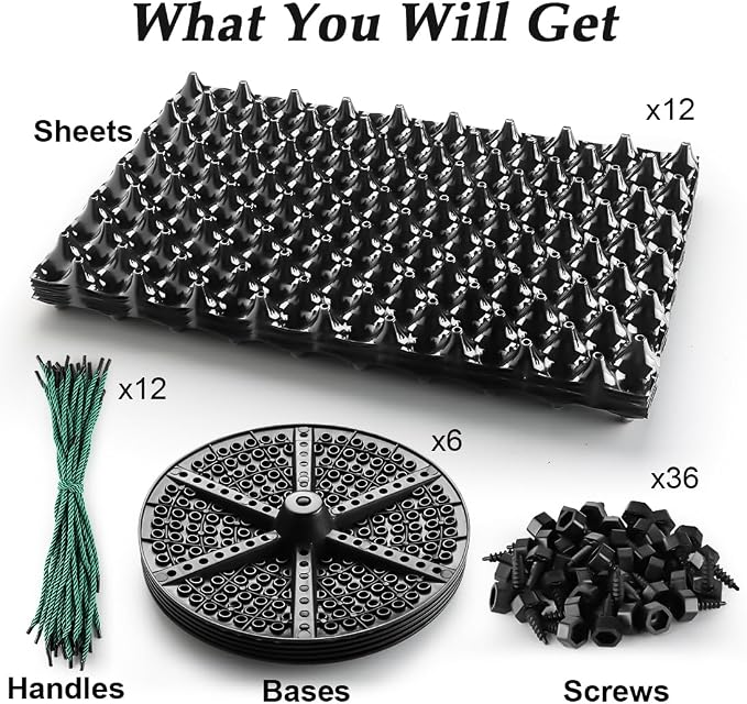 RooTrimmer Air Pruning Planters 5 Gallon 6-Pack, Sturdy Plastic Roots Control Planter Container for Fruit Vegetable Garden Orchard, Size 12"x12",Black