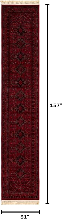 Unique Loom Tekke Collection Area Rug - Sheibani (2' 7" x 13' 1" Runner Red/Black)