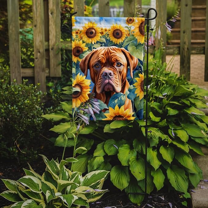 Caroline's Treasures DAC6069GF Dogue de Bordeaux in Sunflowers Garden Flag Mailbox Flag Decorative Yard Flag Banner Outside Patio Artwork Yard Flower Beds, Garden Size, Multicolor
