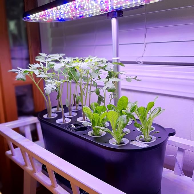 EAGLE PEAK 15 Pods Hydroponics Growing System with WiFi, 5.5 L Water Tank, Smart Indoor Plants Germination Kit with LED Grow Light, Pump System, Adjustable Height for Home Kitchen Gardening, Black