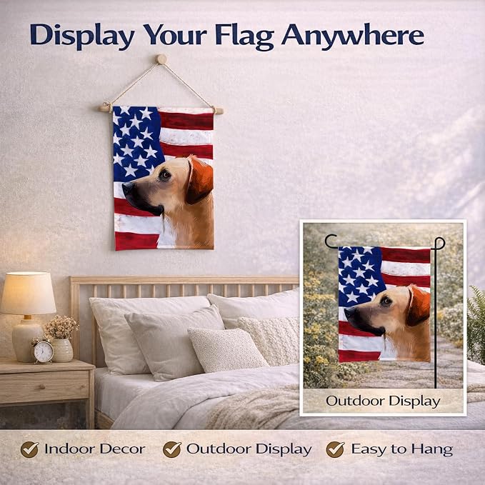 Caroline's Treasures CK6436GF Black Mouth Cur Dog American Flag Garden Flag Mailbox Flag Decorative Yard Flag Banner Outside Patio Artwork Yard Flower Beds, Garden Size, Multicolor